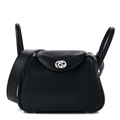 Hermes Taurillon Clemence Mini Lindy 20 Black 1 of 9