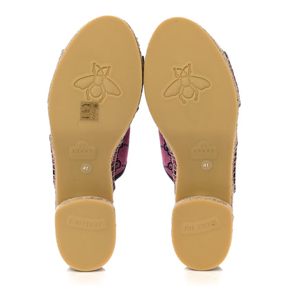 Gucci Monogram Multicolor Criss Cross Espadrille Sandals 41 Pink Blue 4 of 12