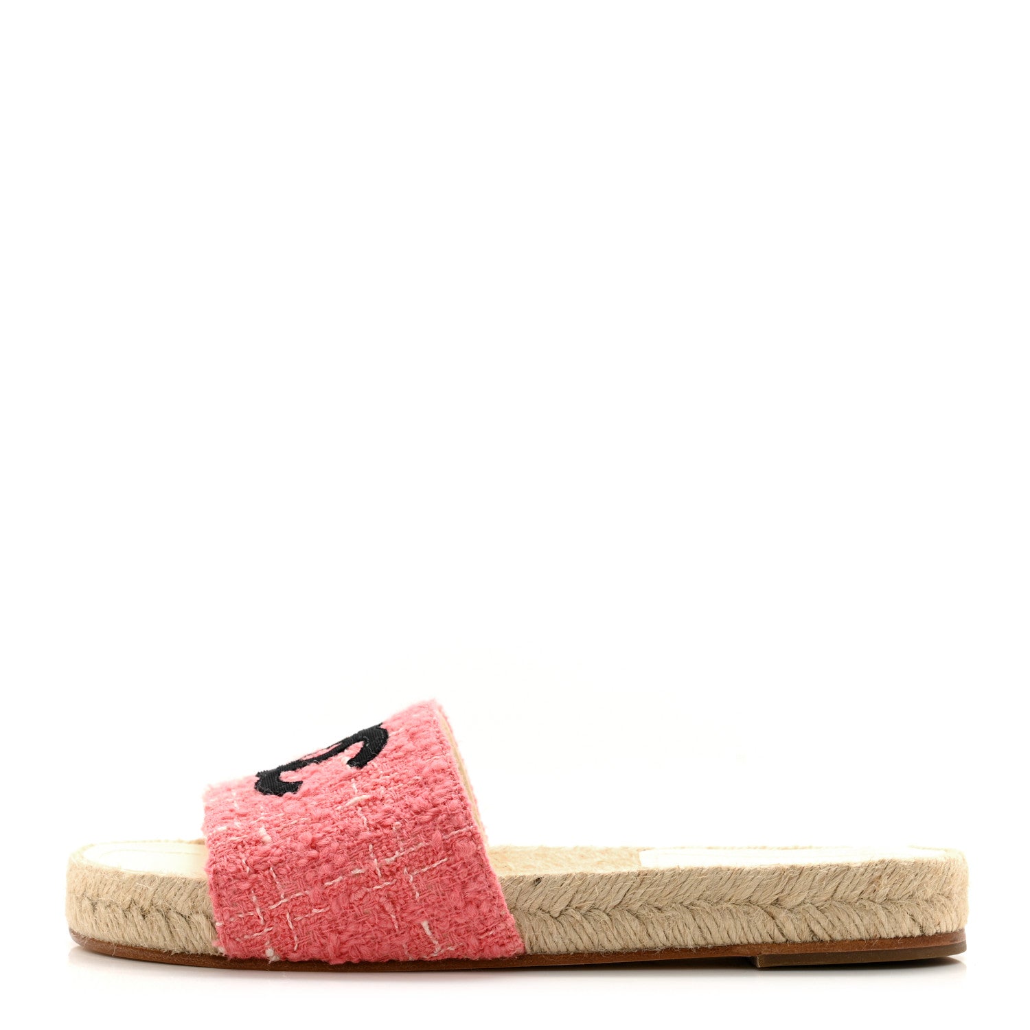 Chanel Tweed Grosgrain CC Mule Slide 35 Pink Black 1 of 9