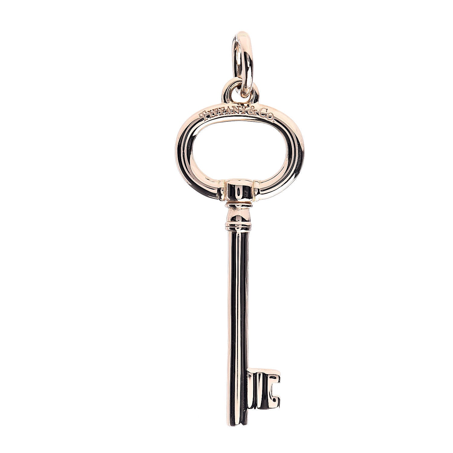 Tiffany 18K Rose Gold Small Oval Key Pendant 1 of 3
