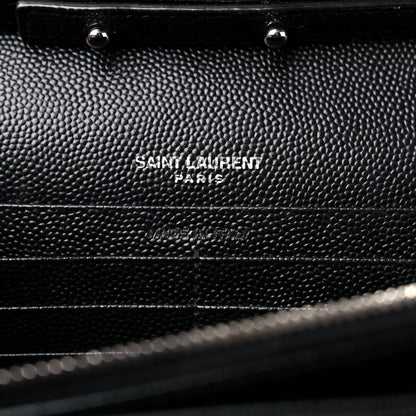 Saint Laurent Grain De Poudre Matelasse Chevron Monogram Chain Wallet Black 6 of 12