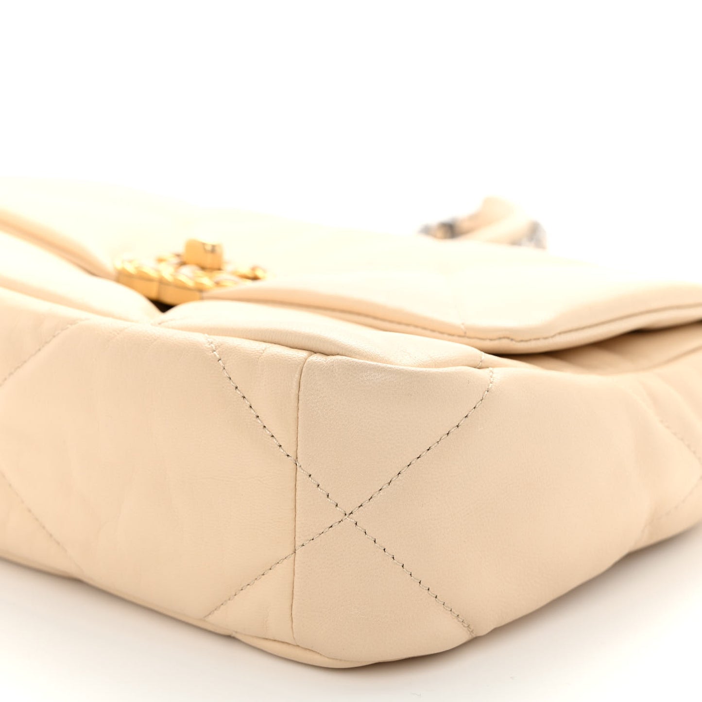 Goatskin Quilted Medium Chanel 19 Flap Beige