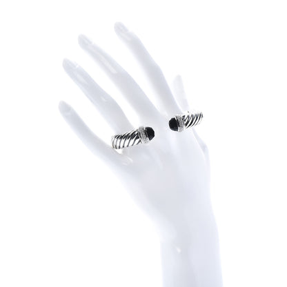 David Yurman Sterling Silver Diamond Black Onyx 10mm Waverly Bracelet 2 of 5