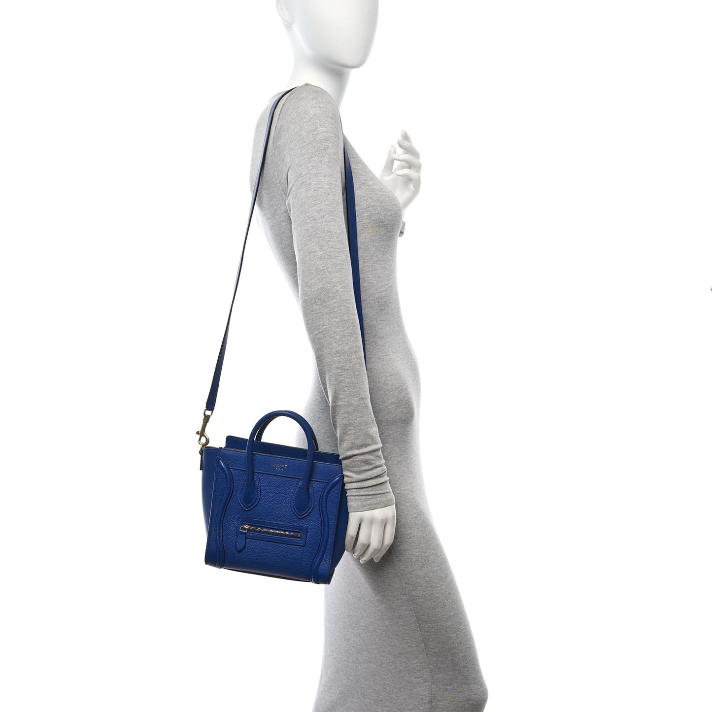 Drummed Calfskin Nano Luggage Indigo