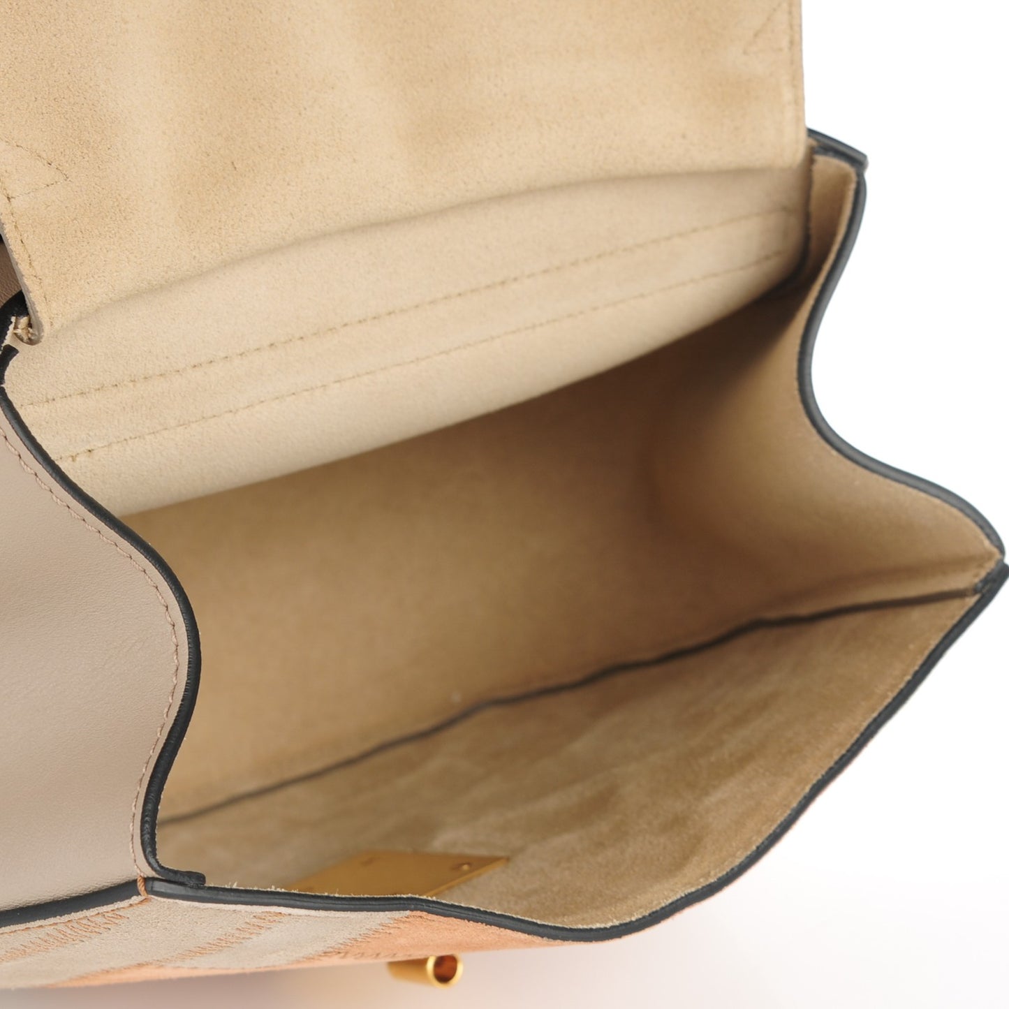 Suede Calfskin Patchwork Drew Shoulder Bag Motty Grey