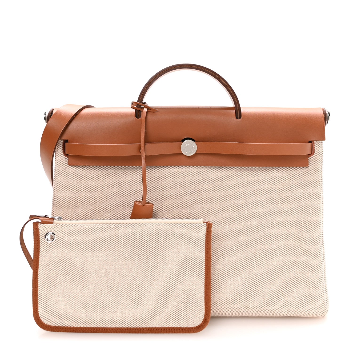 Hermes Vache Hunter Criss Viking Herbag Messenger 39 Ecru Beige Fauve 3 of 11