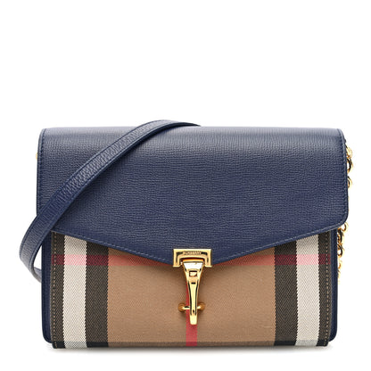 Burberry Derby Calfskin House Check Small Macken Crossbody Bag Regency Blue 1 of 9