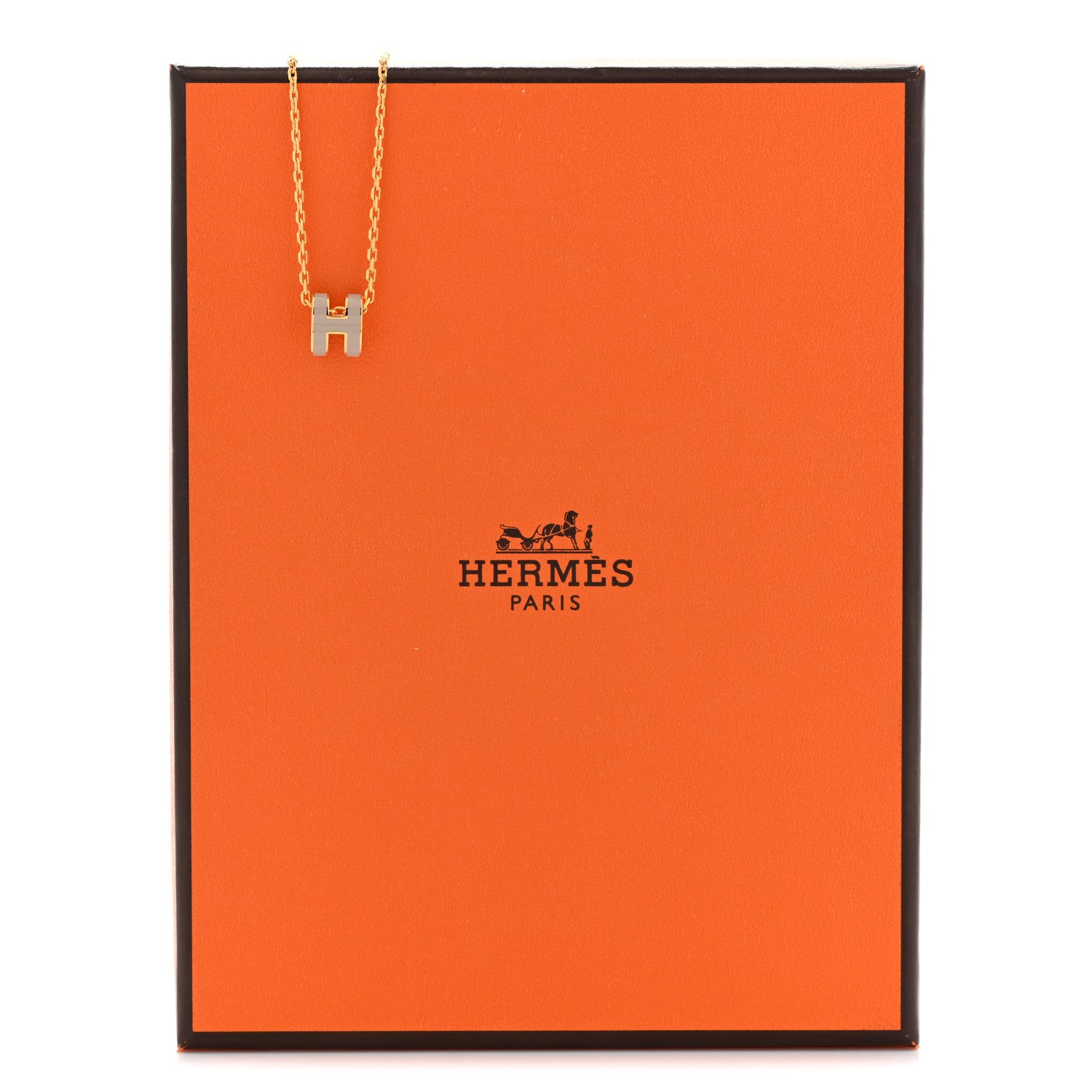 Hermes Lacquered Gold Mini Pop H Pendant Necklace Marron Glace 8 of 8