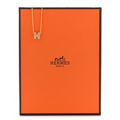 Hermes Lacquered Gold Mini Pop H Pendant Necklace Marron Glace 8 of 8