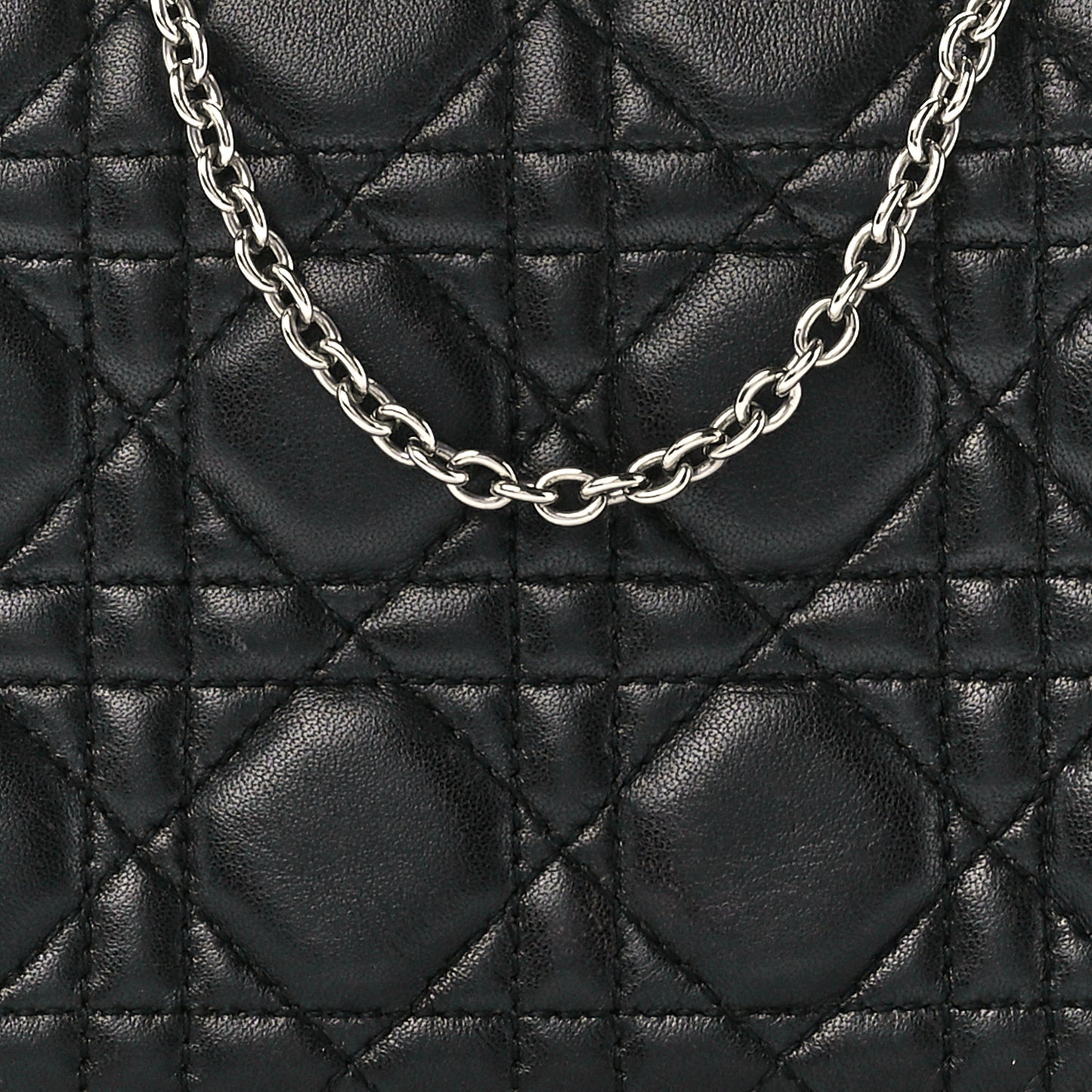 Lambskin Cannage Lady Dior Convertible Clutch Black
