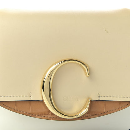 Chloe Calfskin Crocodile Embossed Mini C Double Carry Blondie Beige Autumnal Brown 9 of 10