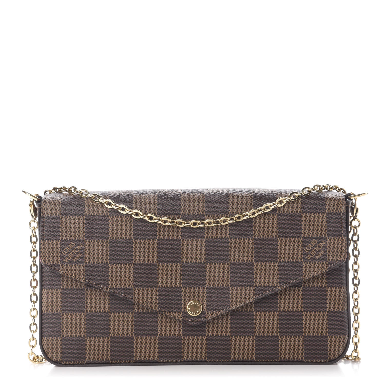 Louis Vuitton Damier Ebene Pochette Felicie Chain Wallet 1 of 14