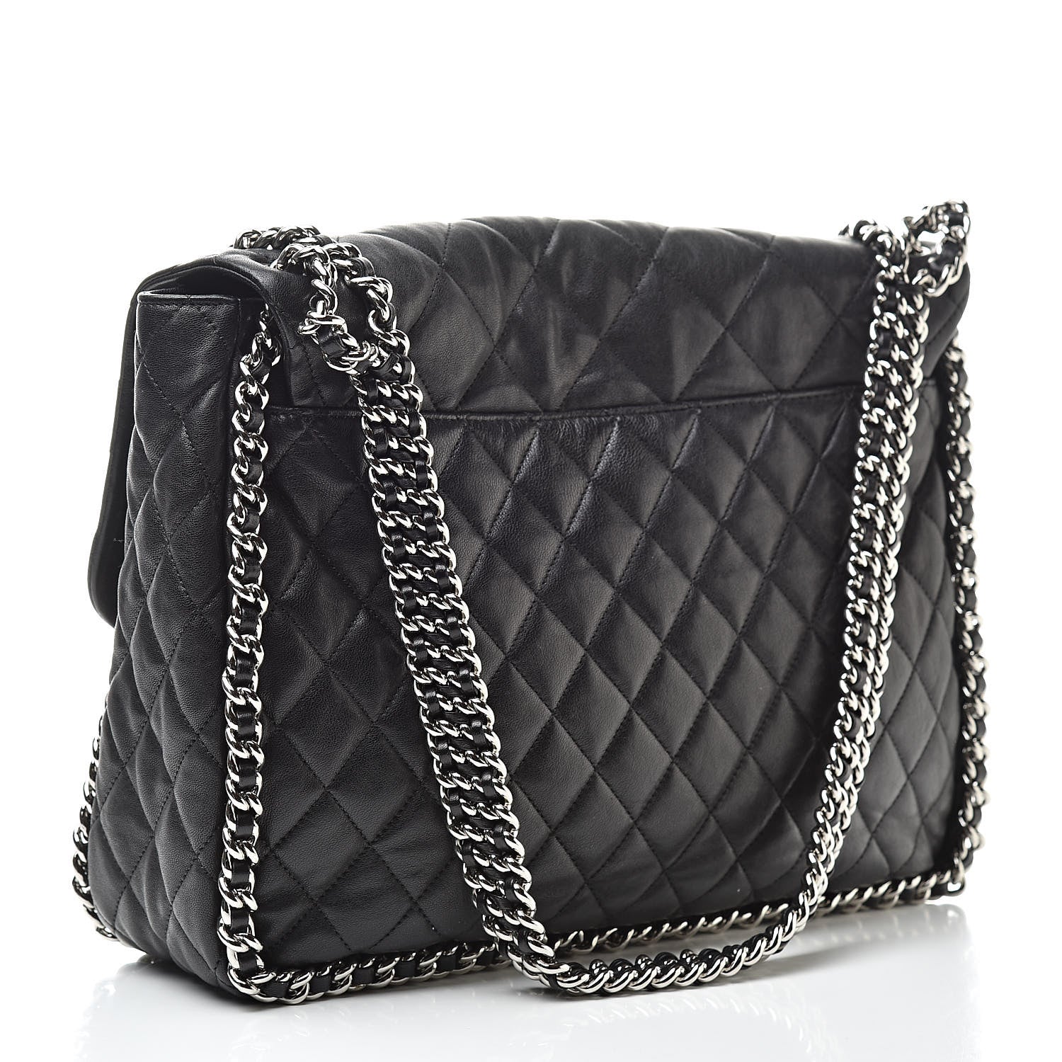 Chanel Washed Lambskin Quilted Maxi Chain Around Flap Black 3 of 11