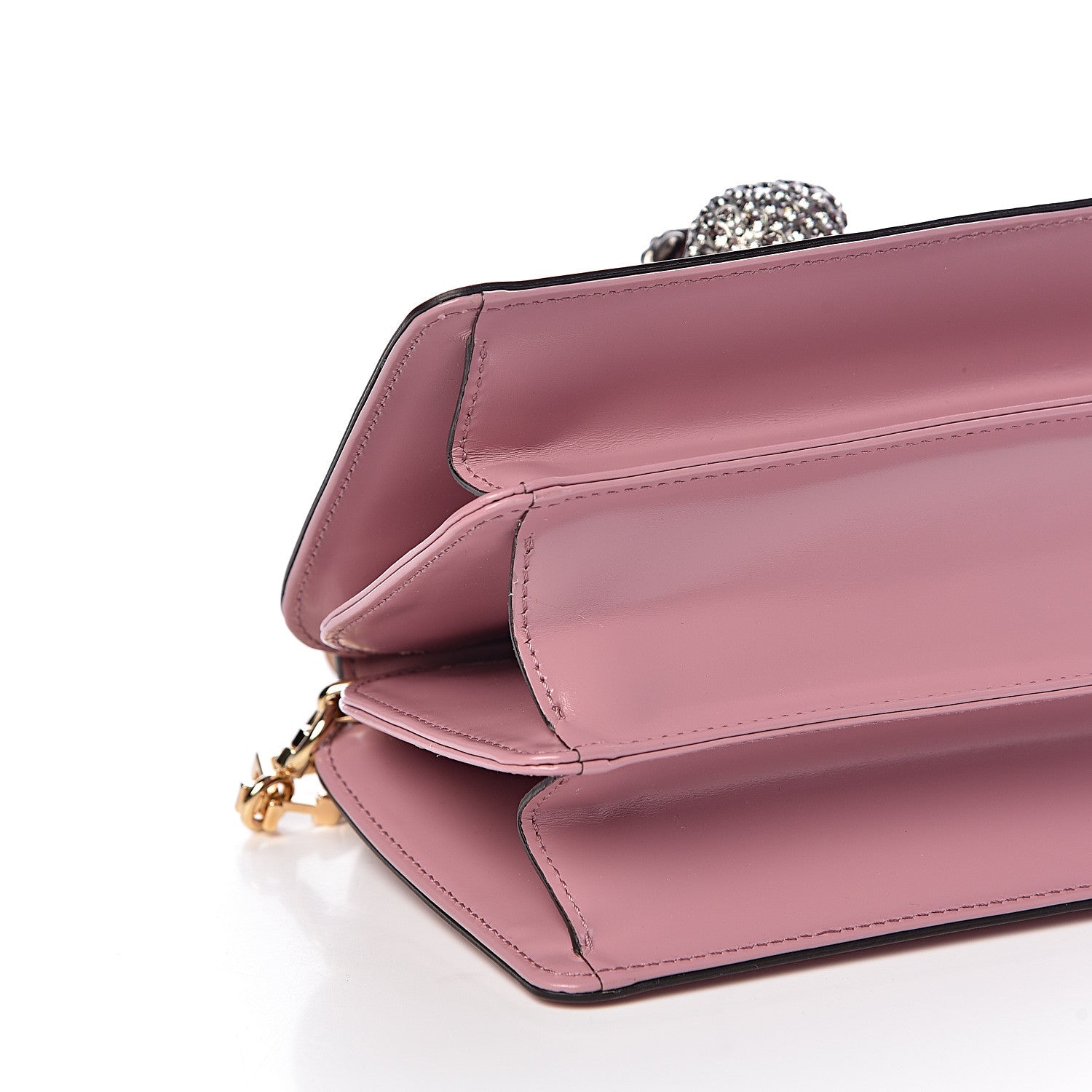 Gucci Calfskin Bamboo Crystal Mini Thiara Top Handle Bag Carmine Rose Gold 5 of 11