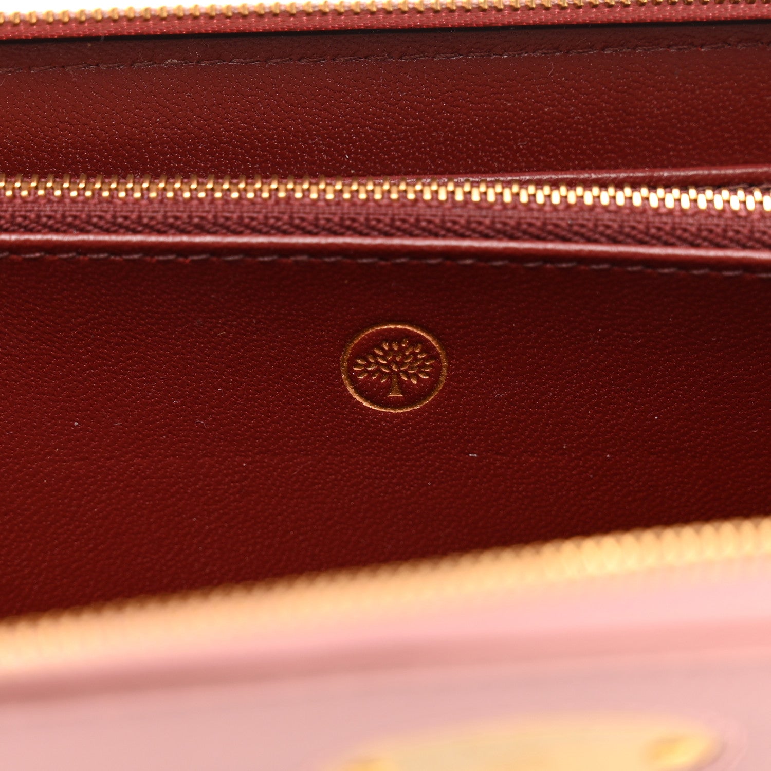 Mulberry Micro Classic Grain Plaque 8 Credit Card Zip Wallet Mocha Rose 6 of 7