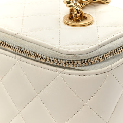 Chanel Lambskin Resin Quilted Vanity Case With Chain White 17 of 19