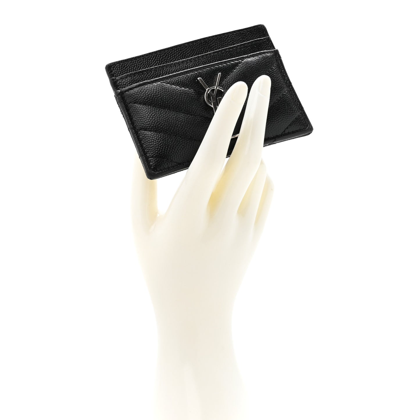 Grain De Poudre Matelasse Chevron Monogram Credit Card Case Black