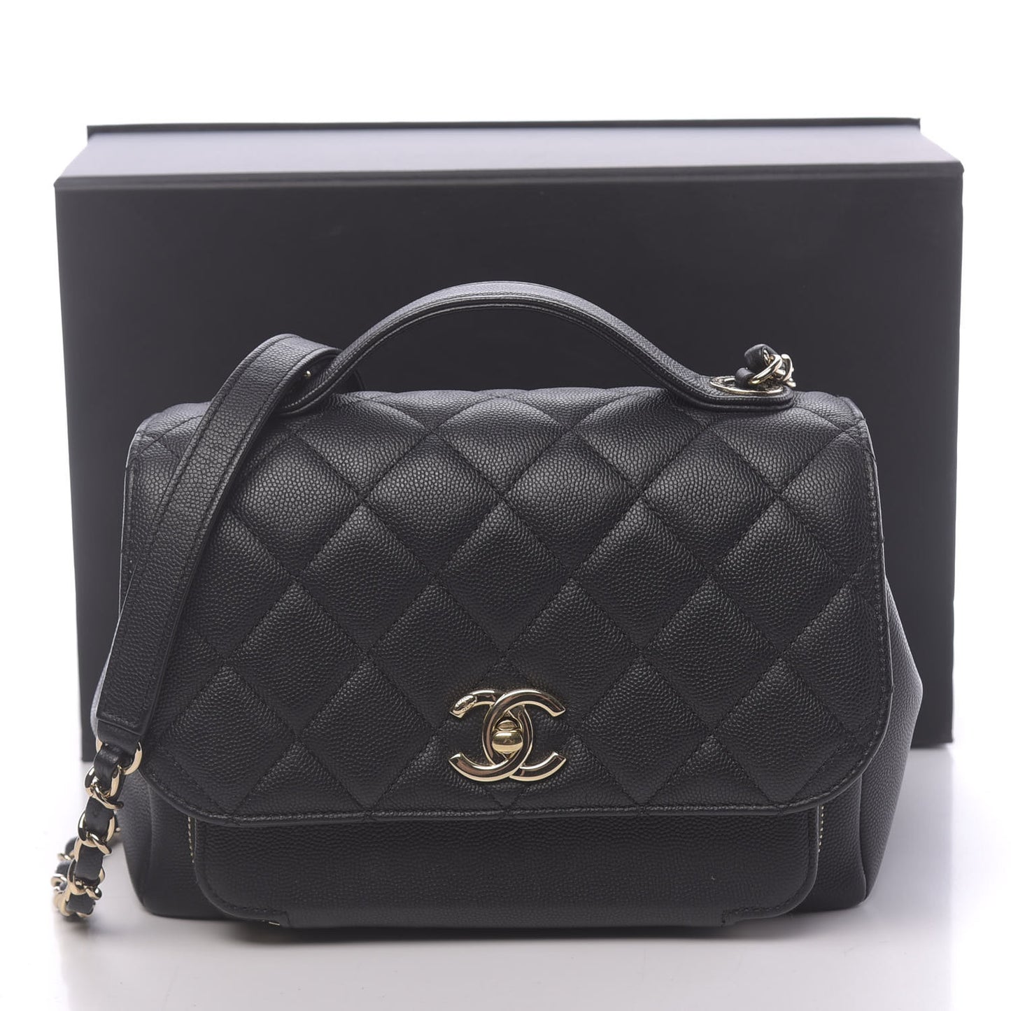 Caviar Quilted Medium Business Affinity Flap Black