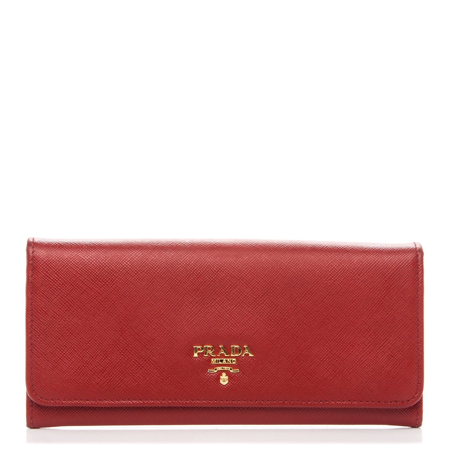 Prada Saffiano Metal Continental Flap Wallet Fuoco 1 of 8