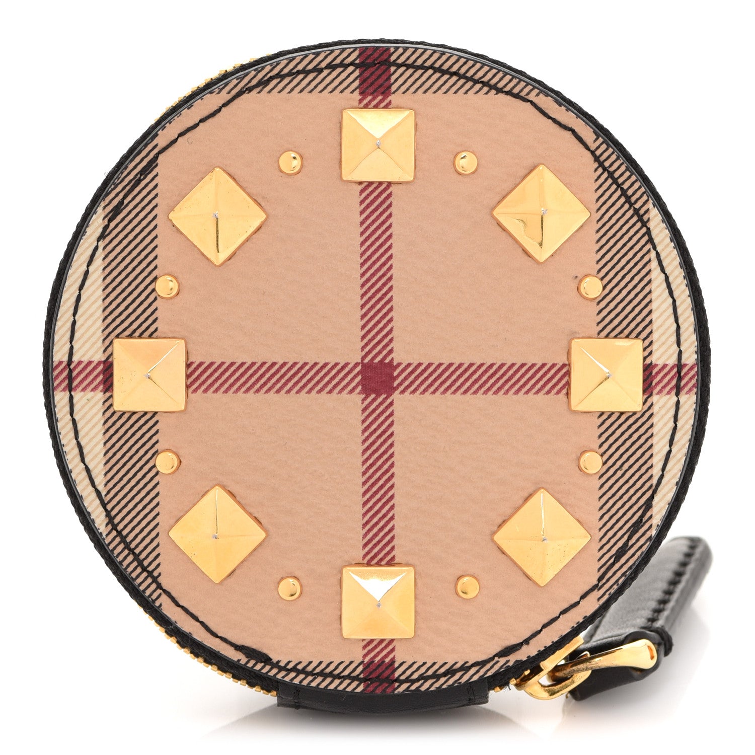 Burberry House Check Studded Zip Round Coin Purse Black 1 of 6