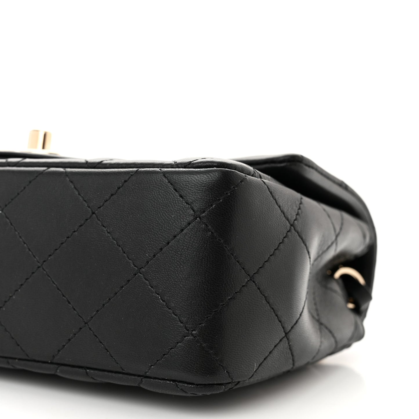 Lambskin Quilted Mini Rectangular Flap Black
