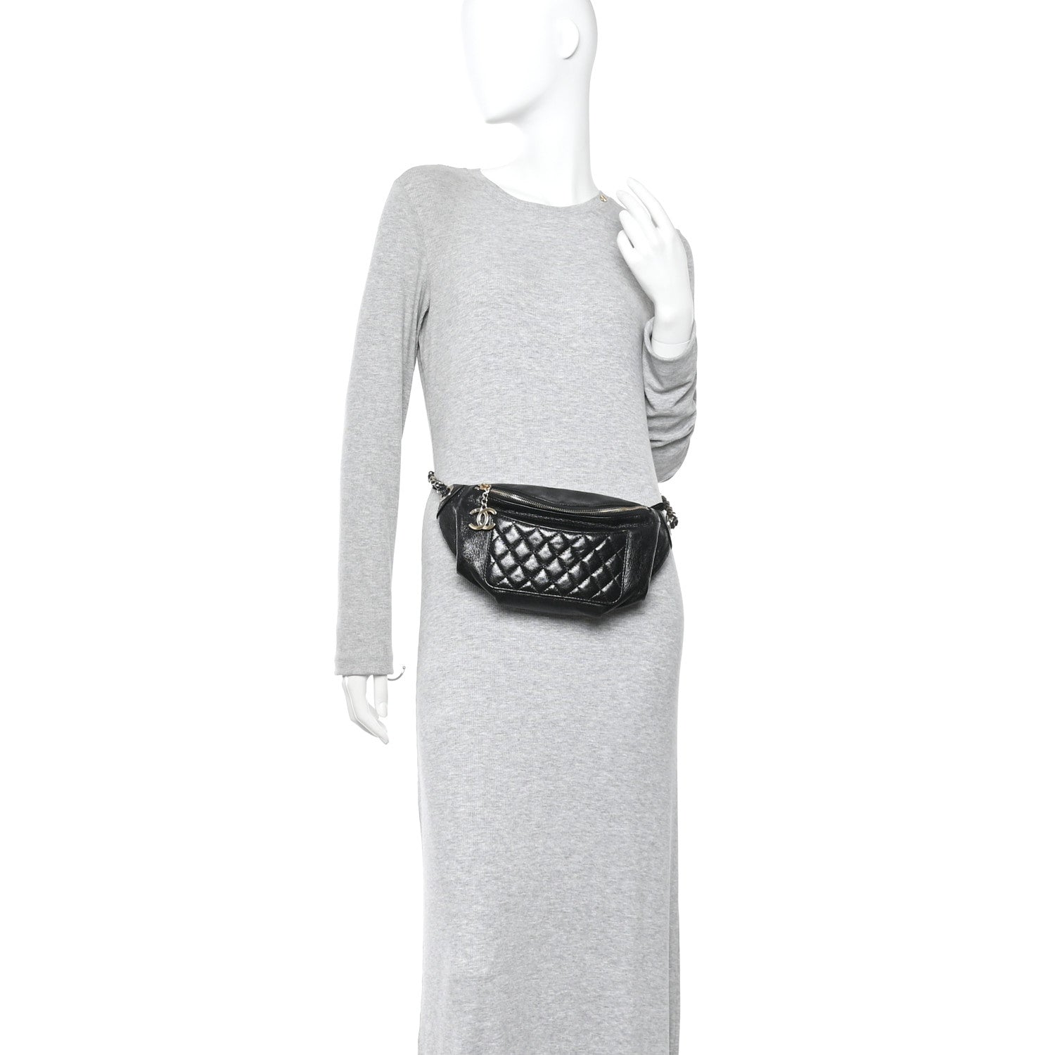 Chanel Crumpled Glazed Lambskin Quilted Waist Bag Fanny Pack Black 2 of 13