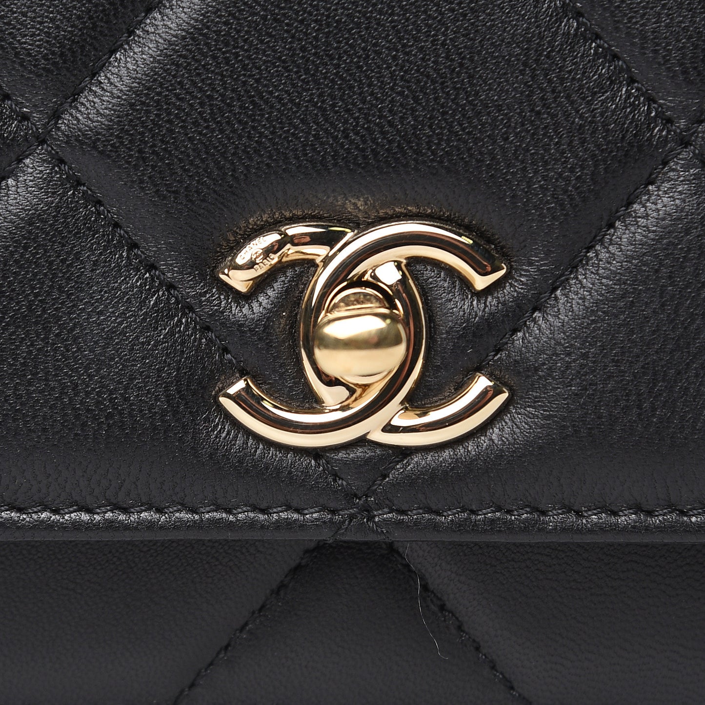 Lambskin Quilted Trendy CC Wallet On Chain WOC Black