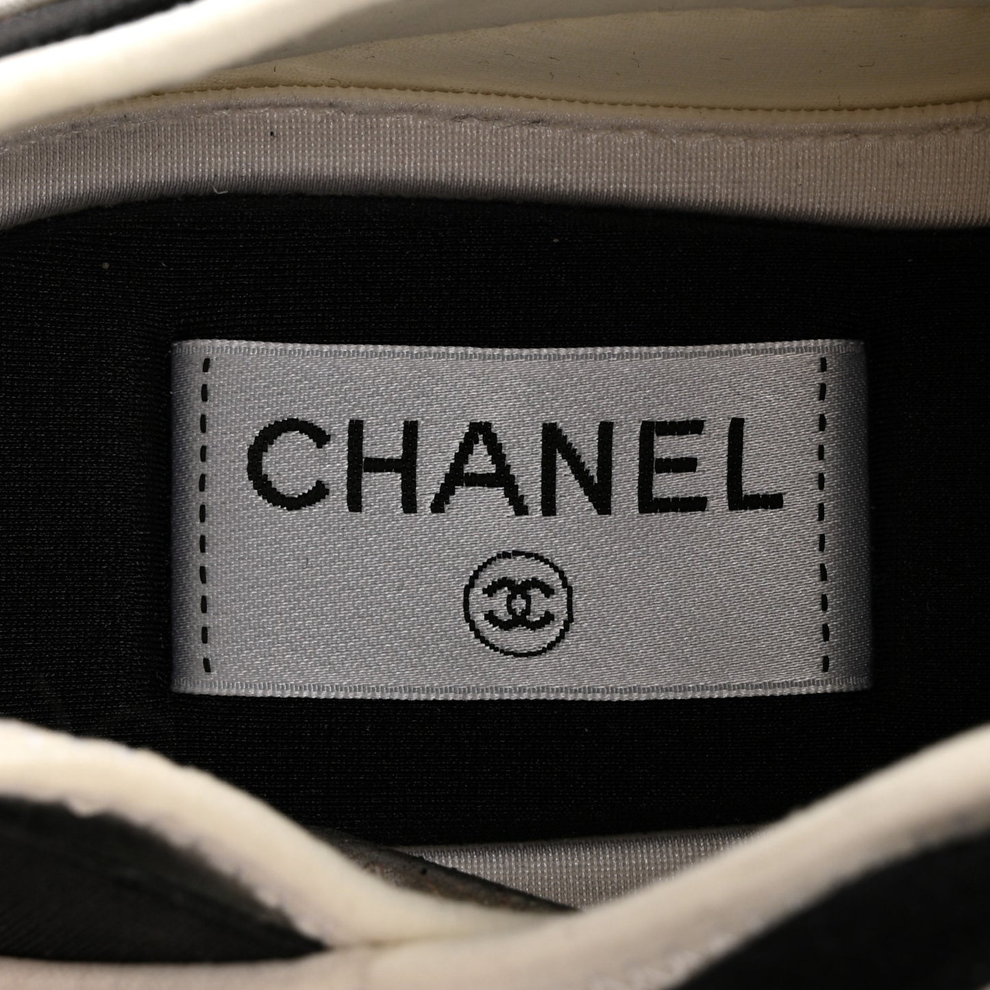 Velvet Calfskin Mixed Fibers CC Sneakers 37 Ivory Black
