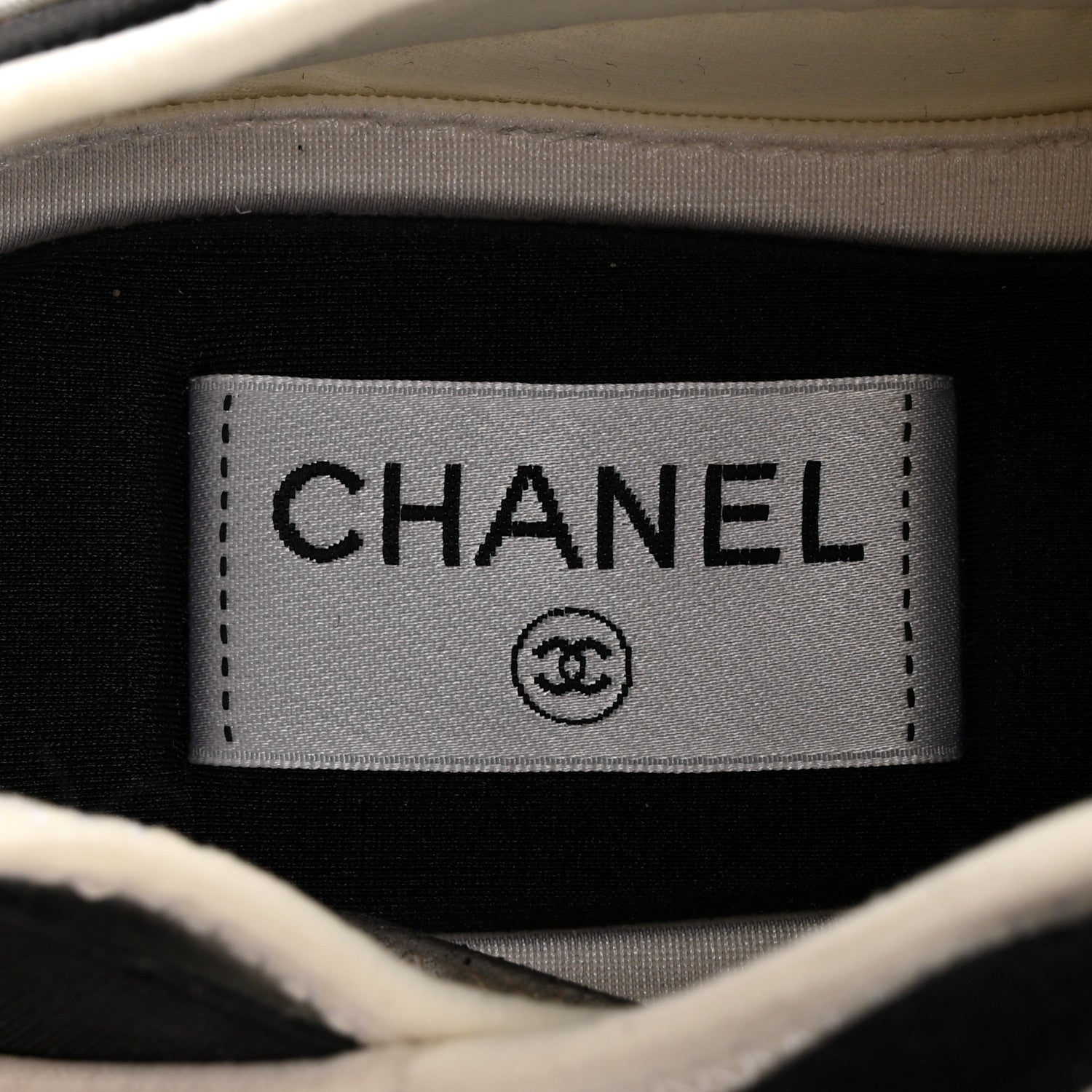 Chanel Velvet Calfskin Mixed Fibers CC Sneakers 37 Ivory Black 6 of 8