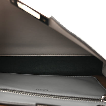 Fendi Cuoio Romano Vitello Cover Glazed Fabric Bi-Color FF 1974 Mini Peekaboo I SEE U Satchel Grigio Chiaro Ghiaia 6 of 14