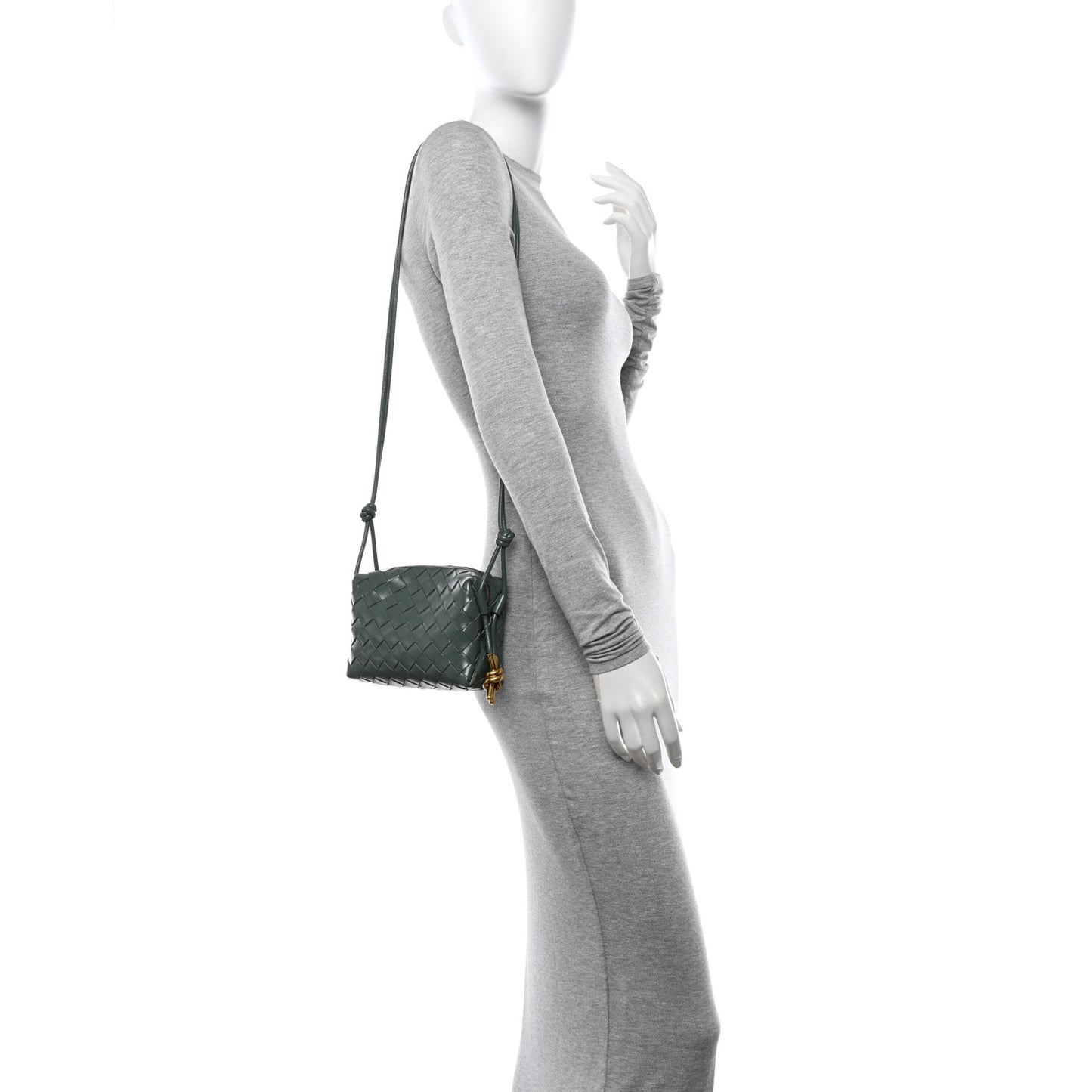 Polished Nappa Intrecciato Knot Mini Loop Camera Bag Aloe