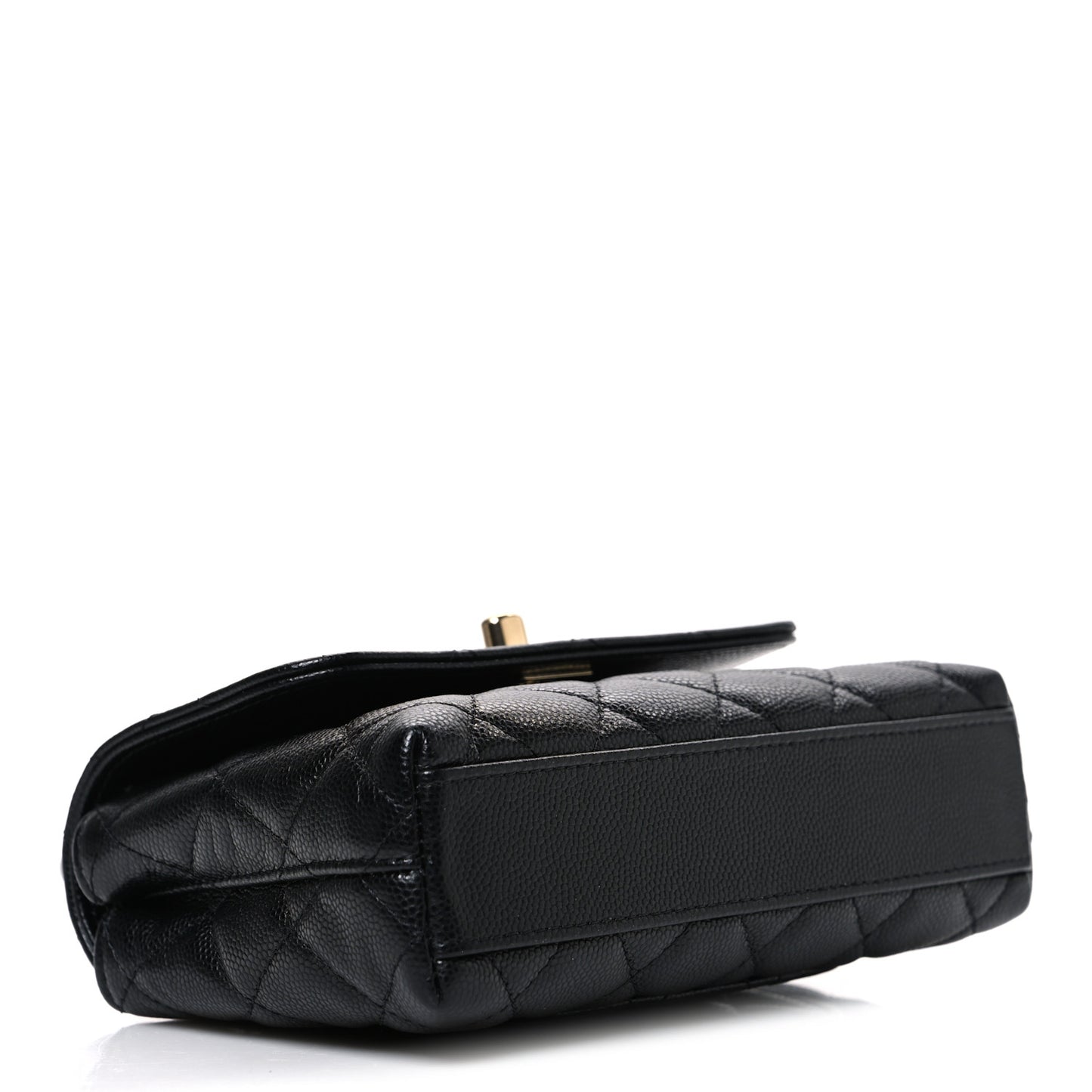Caviar Quilted Coco Handle Clutch With Chain Black