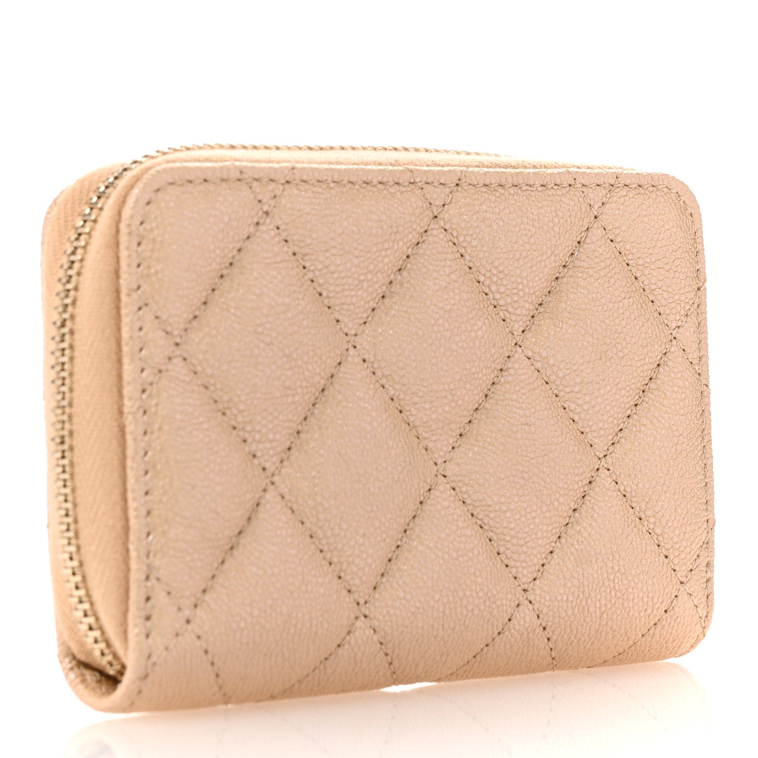 Chanel Iridescent Caviar Quilted Zip Around Coin Purse Beige 3 of 7