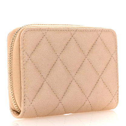 Chanel Iridescent Caviar Quilted Zip Around Coin Purse Beige 3 of 7