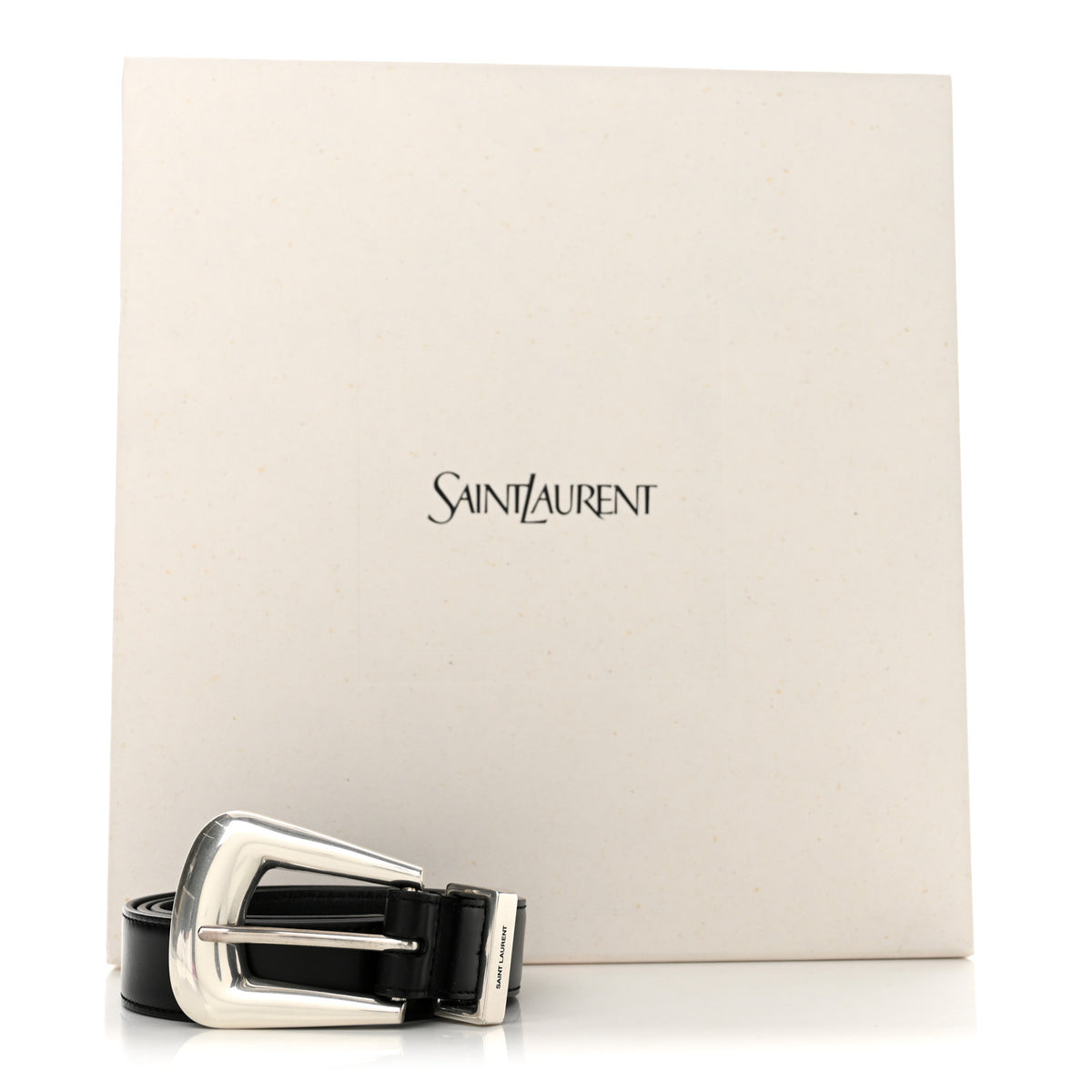 Saint Laurent Brushed Calfskin Folk Buckle Belt 80 32 Black 6 of 6