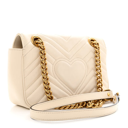 Gucci Calfskin Matelasse Mini GG Marmont Shoulder Bag White 3 of 13