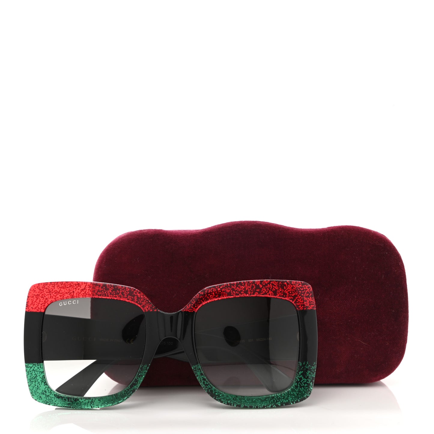 Acetate Square Frame Sunglasses GG0083S Glitter Red Black Green