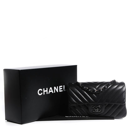 Chanel Lambskin Chevron Quilted Mini Rectangular Flap So Black 5 of 9