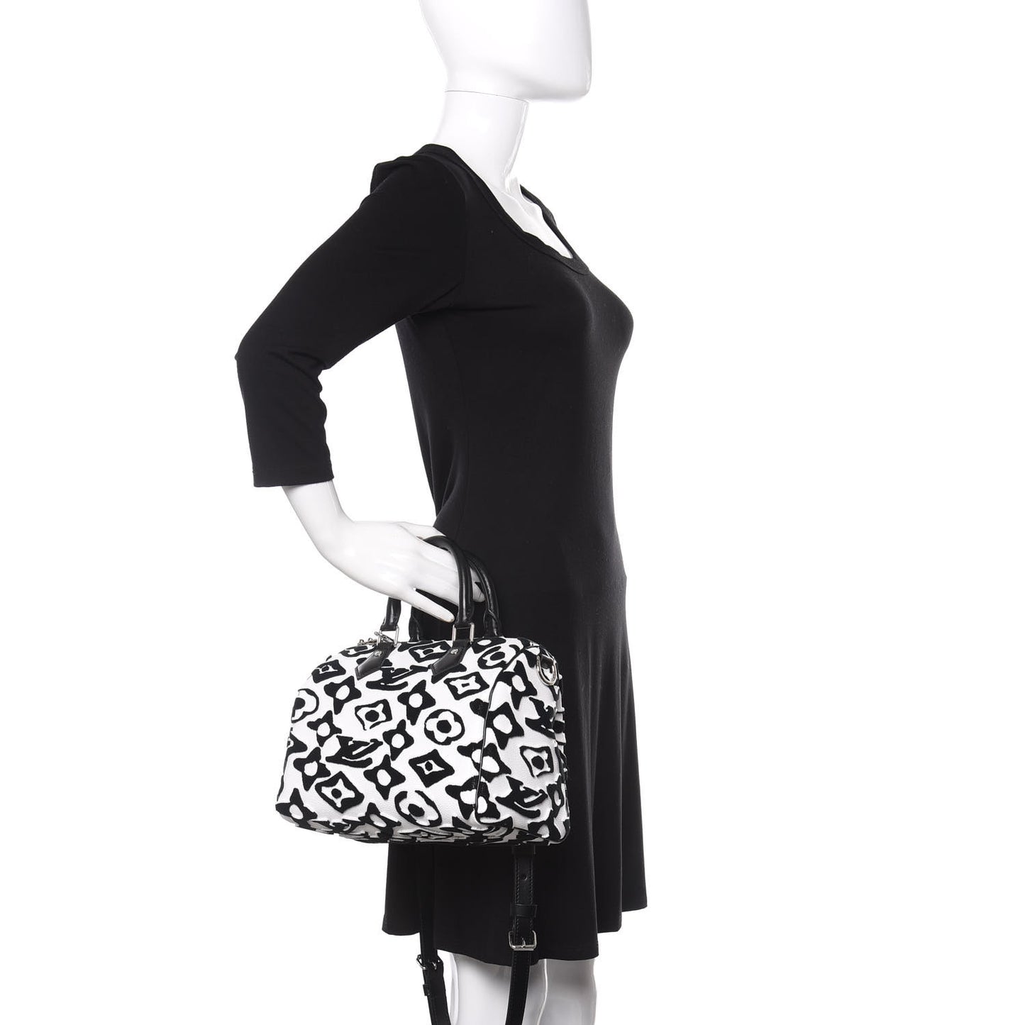 X UF Tufted Monogram Speedy Bandouliere 25 White Black