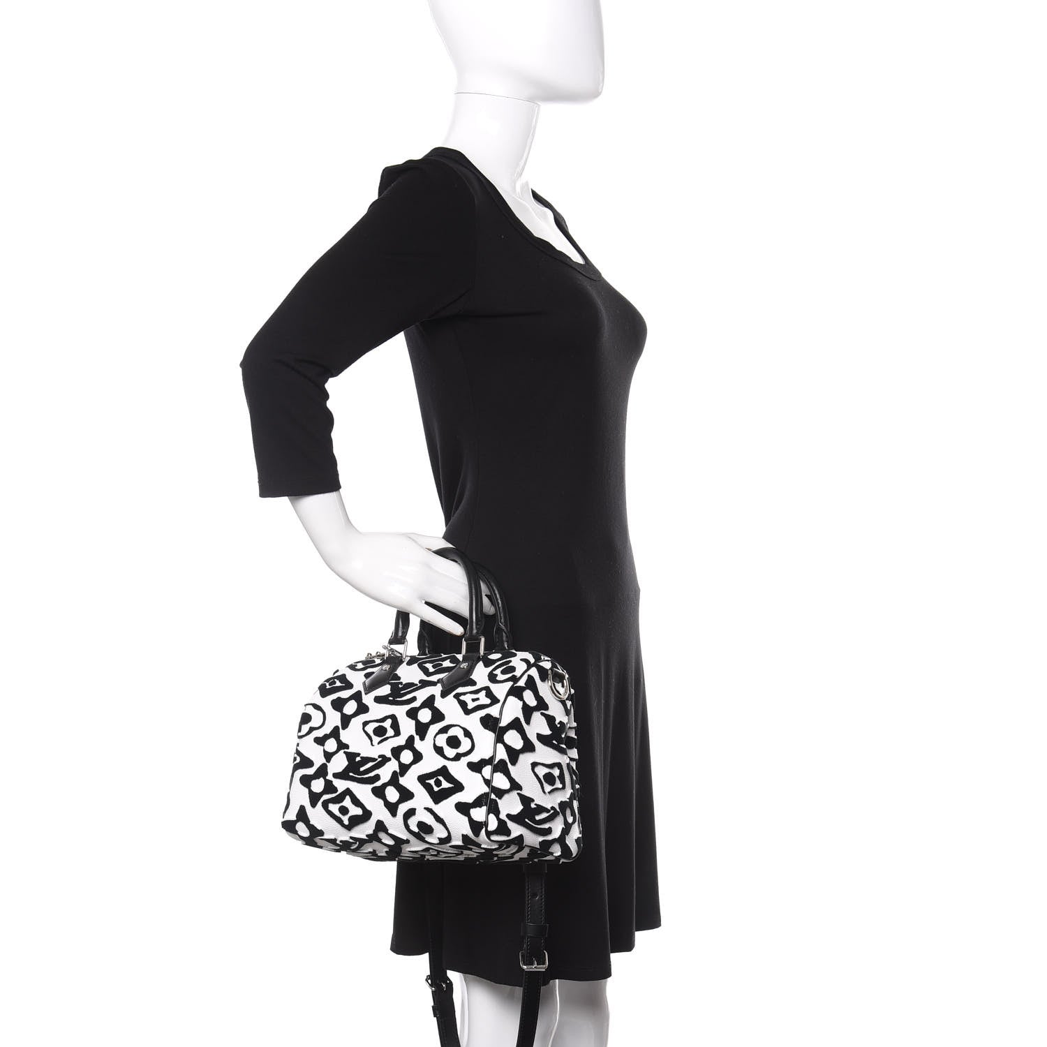 Louis Vuitton X UF Tufted Monogram Speedy Bandouliere 25 White Black 3 of 11