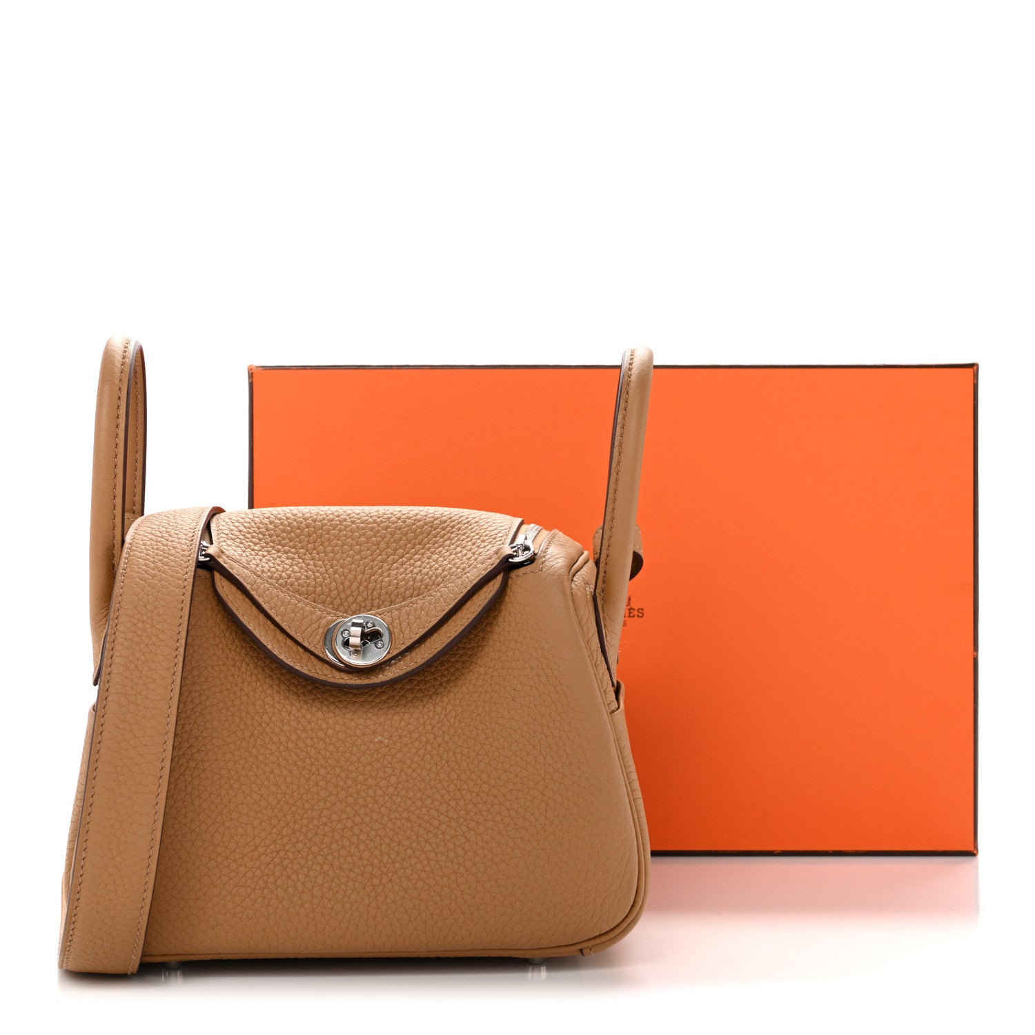 Hermes Taurillon Clemence Mini Lindy 20 Biscuit 11 of 11