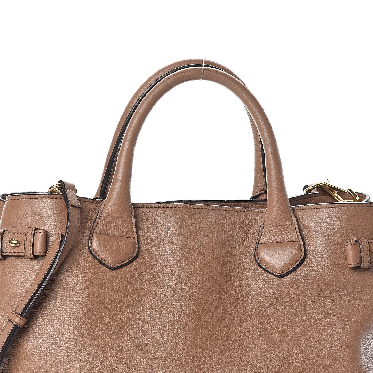 Grainy Calfskin House Check Medium Banner Tote Dark Sand