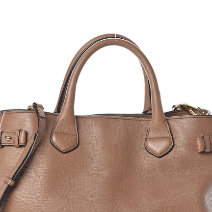 Burberry Grainy Calfskin House Check Medium Banner Tote Dark Sand 7 of 9