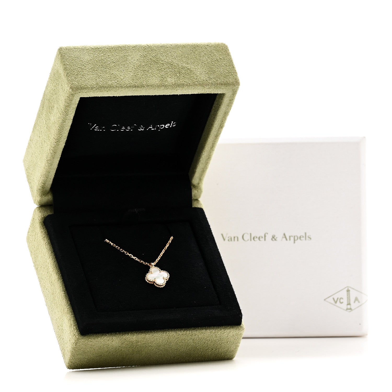 Van Cleef & Arpels 18K Yellow Gold Mother of Pearl Sweet Alhambra Pendant Necklace 6 of 6