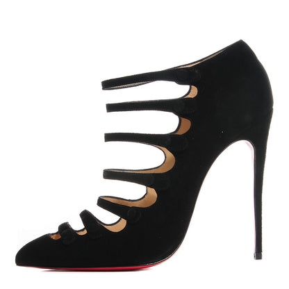 Christian Louboutin Suede Viennana 120 Strappy Booties 39.5 Black 1 of 6