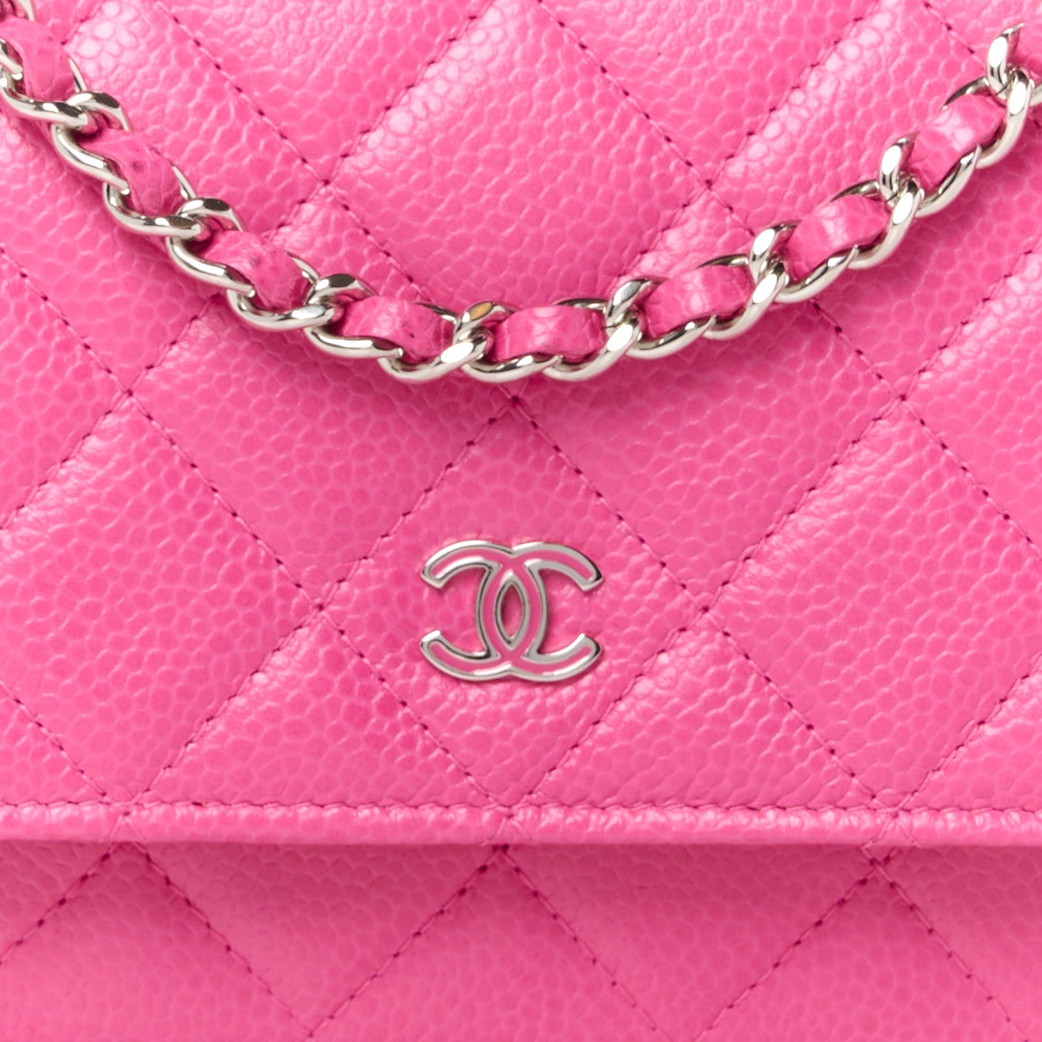 Chanel Caviar Enamel Quilted Wallet On Chain WOC Rose 10 of 13