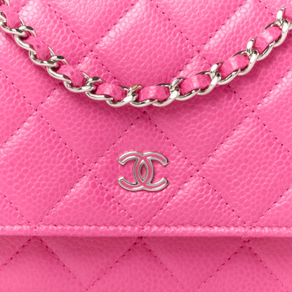 Chanel Caviar Enamel Quilted Wallet On Chain WOC Rose 10 of 13