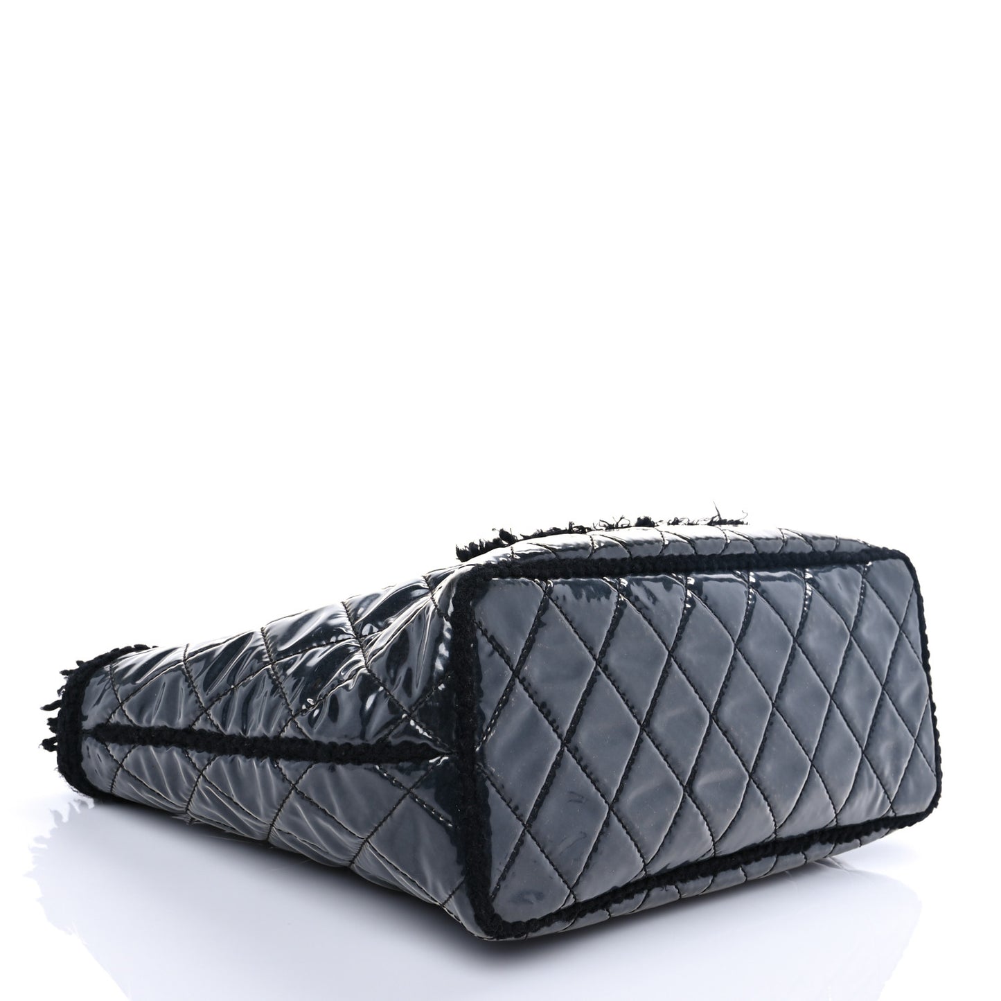 Vinyl Quilted Funny Tweed Tote Black
