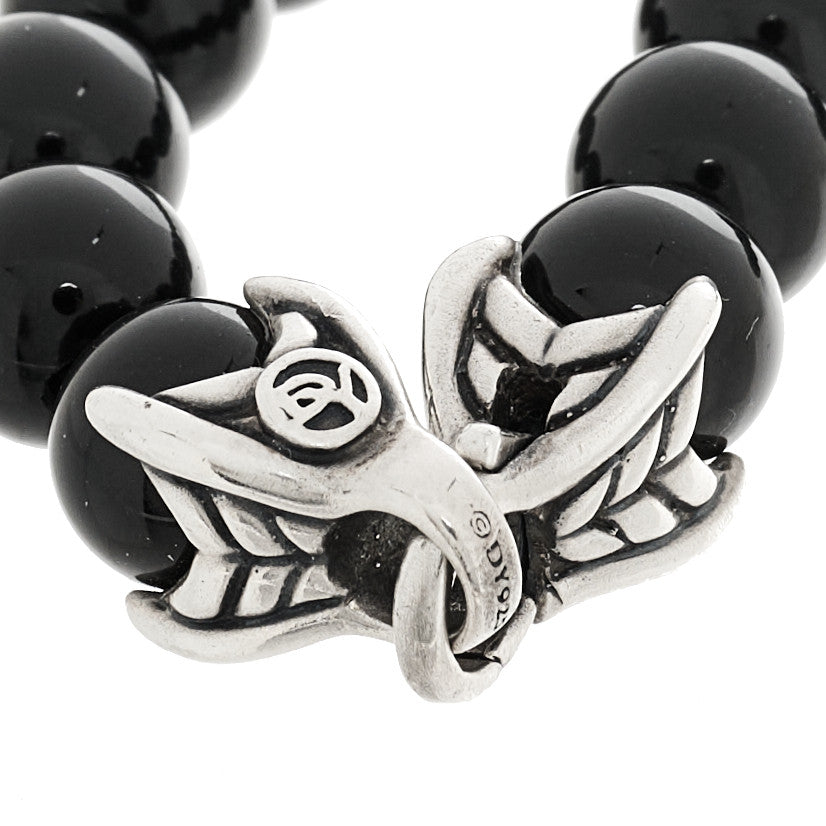 Sterling Silver Black Onyx 8mm Spiritual Beads Bracelet
