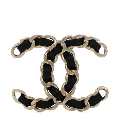 Chanel Lambskin Chain CC Brooch Black Gold 1 of 4